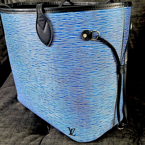 💙Louis Vuitton Neverfull Denim Mm Blue Epi - Picture 2 of 4